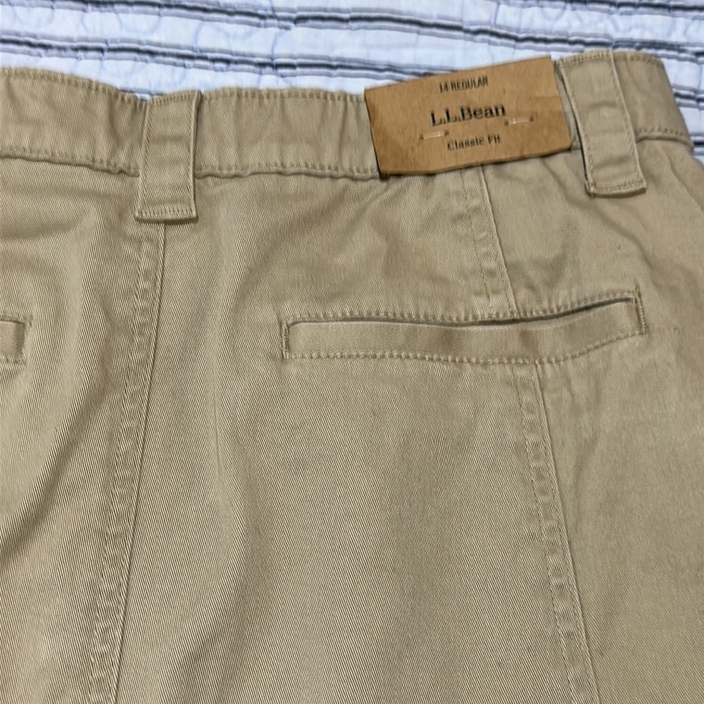 NWT L.L.Bean Skirt Khaki Classic Fit A Line Elastic Waistband Pockets size 14 R - Picture 11 of 16